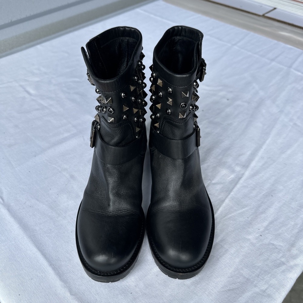 Women's Ladies Valentino Garavani Rockstud Black Leather Ankle Boots EU 36 1/2 - Picture 8 of 9